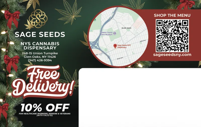 Sage Seeds holiday EDDM mailer with free delivery, map, and 10% off for veterans