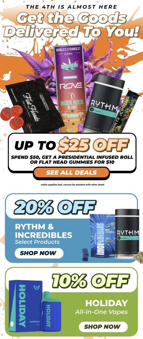 Florist Farms vape cart bundle deal email with flower and brand promotions
